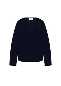 Pull col V en laine - Marine