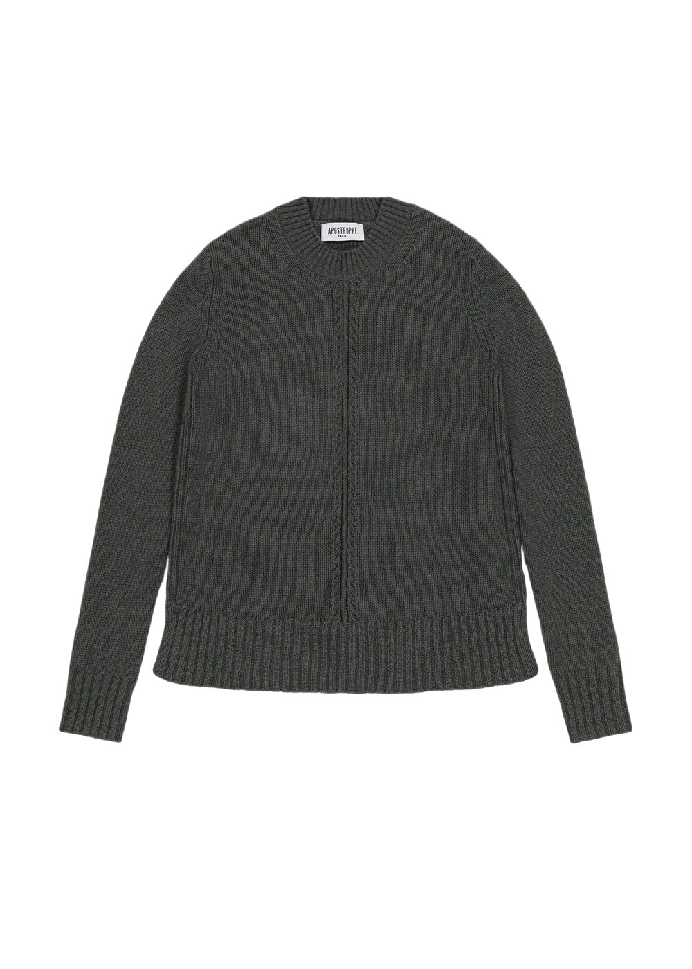 Cashmere ribbed crew-neck jumper - Khaki