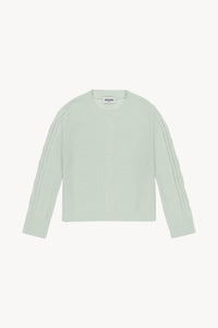 Pull col rond details cable - Vert d'Eau