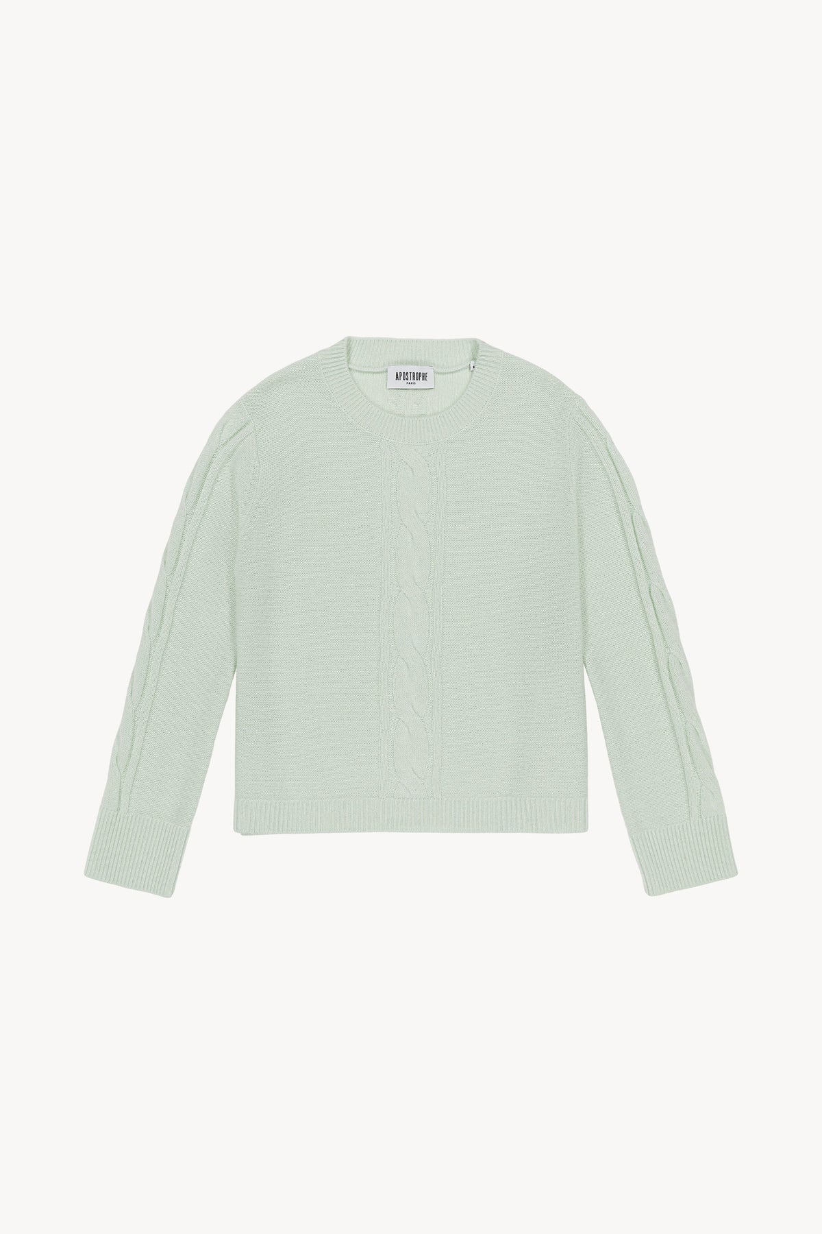 Pull col rond details cable - Vert d'Eau