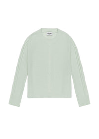 Round-neck cashmere cable-knit jumper - Water Green