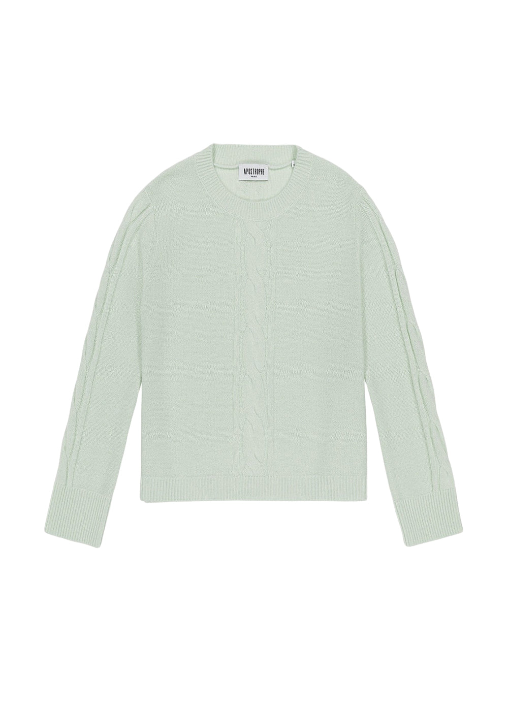 Round-neck cashmere cable-knit jumper - Water Green
