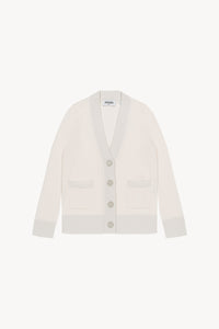 Cardigan long logo embosse - Blanc Cassé