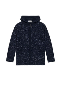 Gilet à capuche scintillant en laine & cachemire - Marine