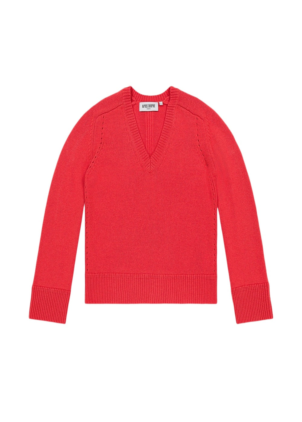 V-neck jumper in wool and cashmere - Coral