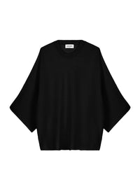 Oversized 3/4-sleeve woollen jumper - Black