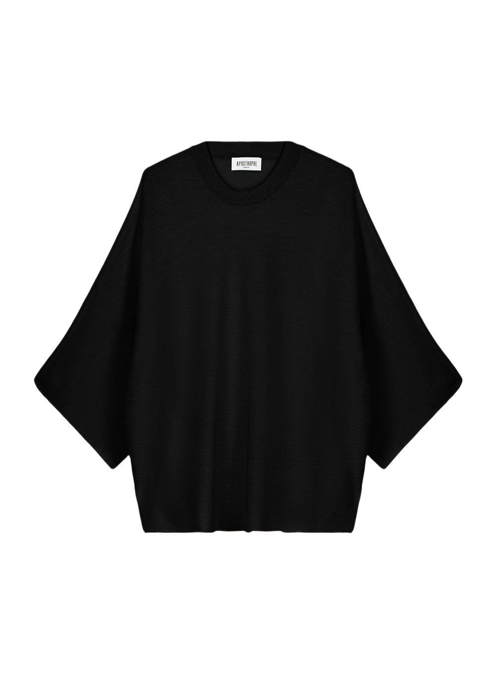 Oversized 3/4-sleeve woollen jumper - Black
