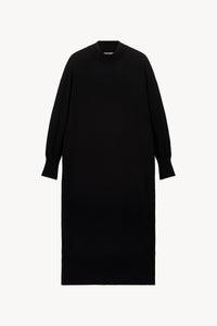 Robe longue col chemine lurex - Noir