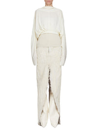 Cropped hooded top in a wool and silk blend - Natural