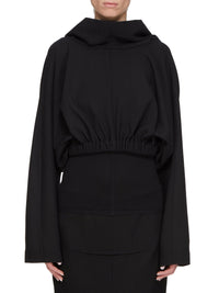 Top Cropped Hooded en laine - Black