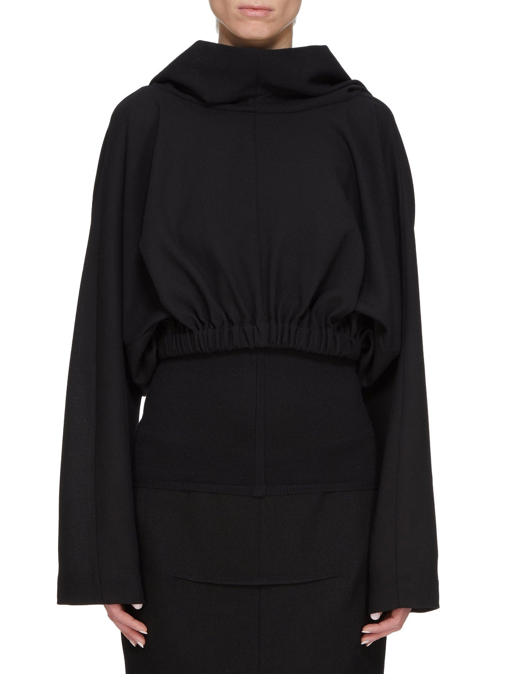 Top Cropped Hooded en laine - Black