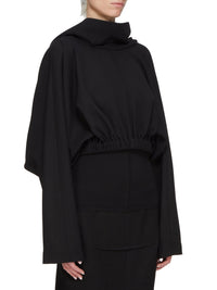 Top Cropped Hooded en laine - Black