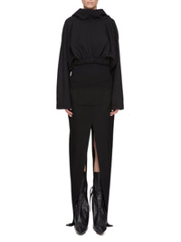 Top Cropped Hooded en laine - Black