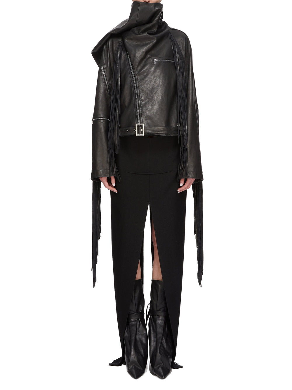 Jupe fendue en laine - Black