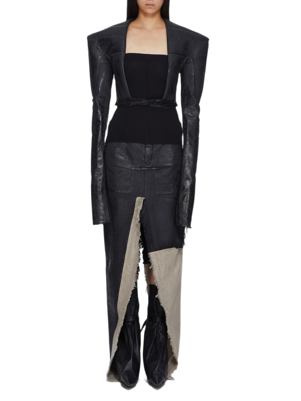 Jupe fendue en denim - Black & Natural