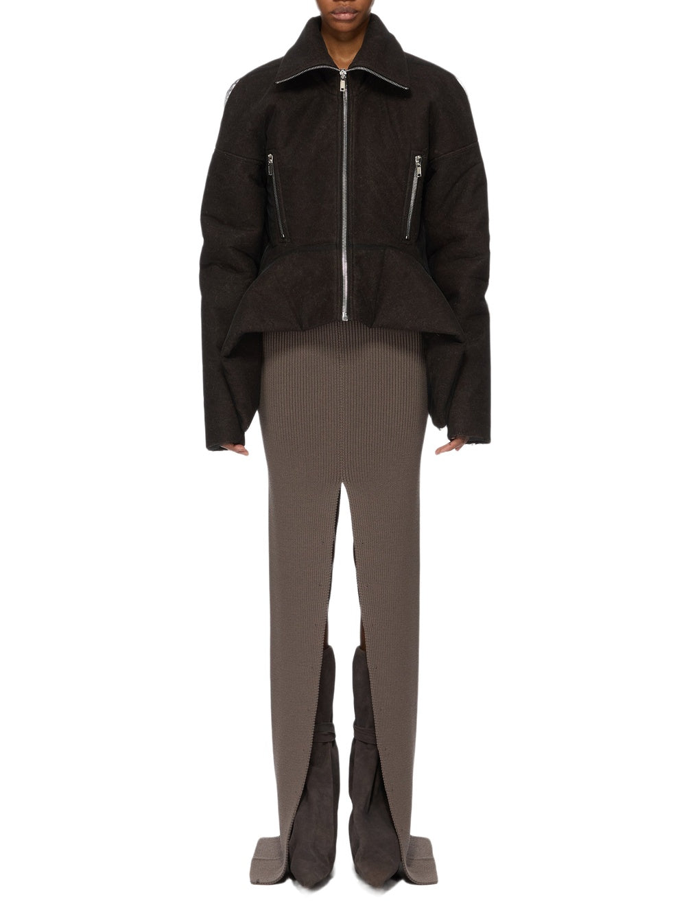 Jupe fendue en laine - Dark Dust