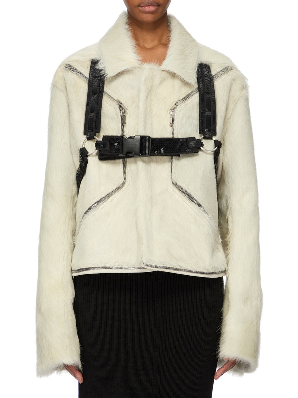 Blixa Jumbo fur jacket - Milk & Black