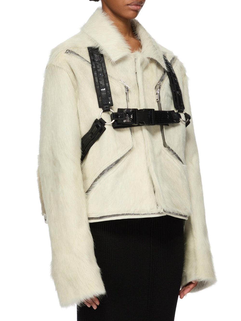 Blixa Jumbo fur jacket - Milk & Black