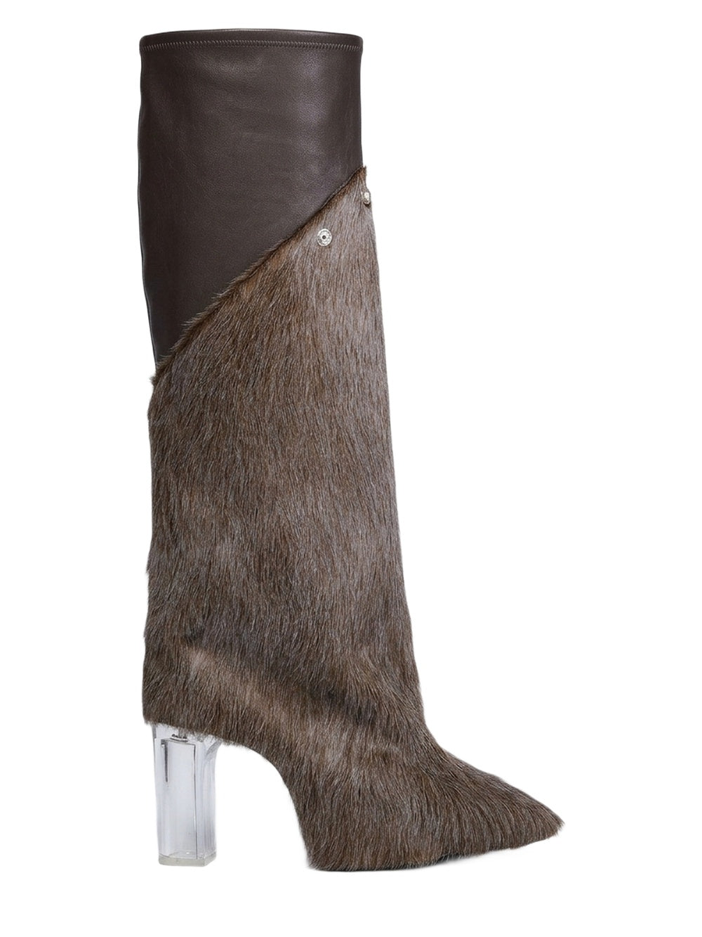 Taco Kiss fur-lined leather boots - Indigo & Clear