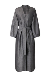 Daily midi dress in linen - Black & Ecru