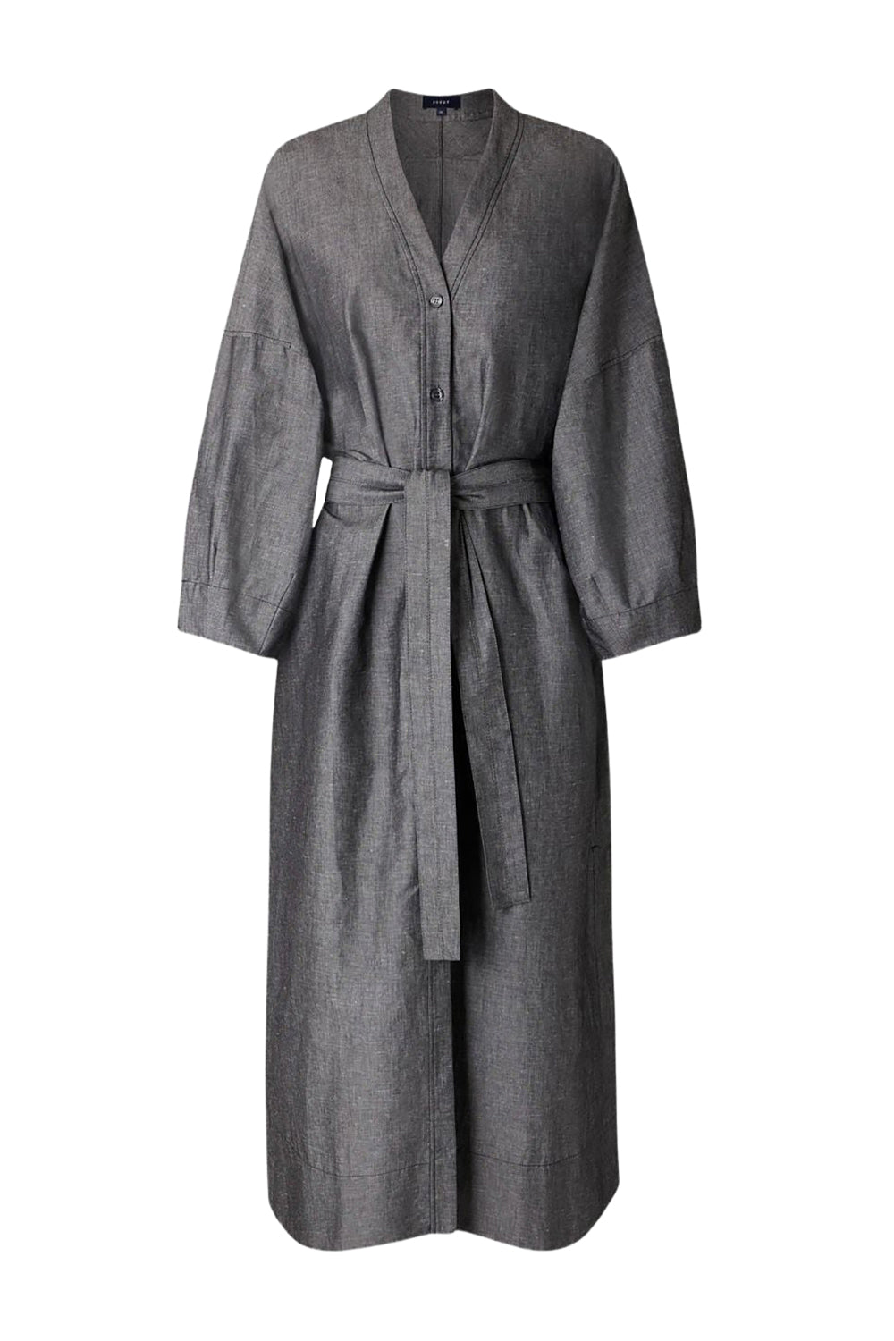 Daily midi dress in linen - Black & Ecru