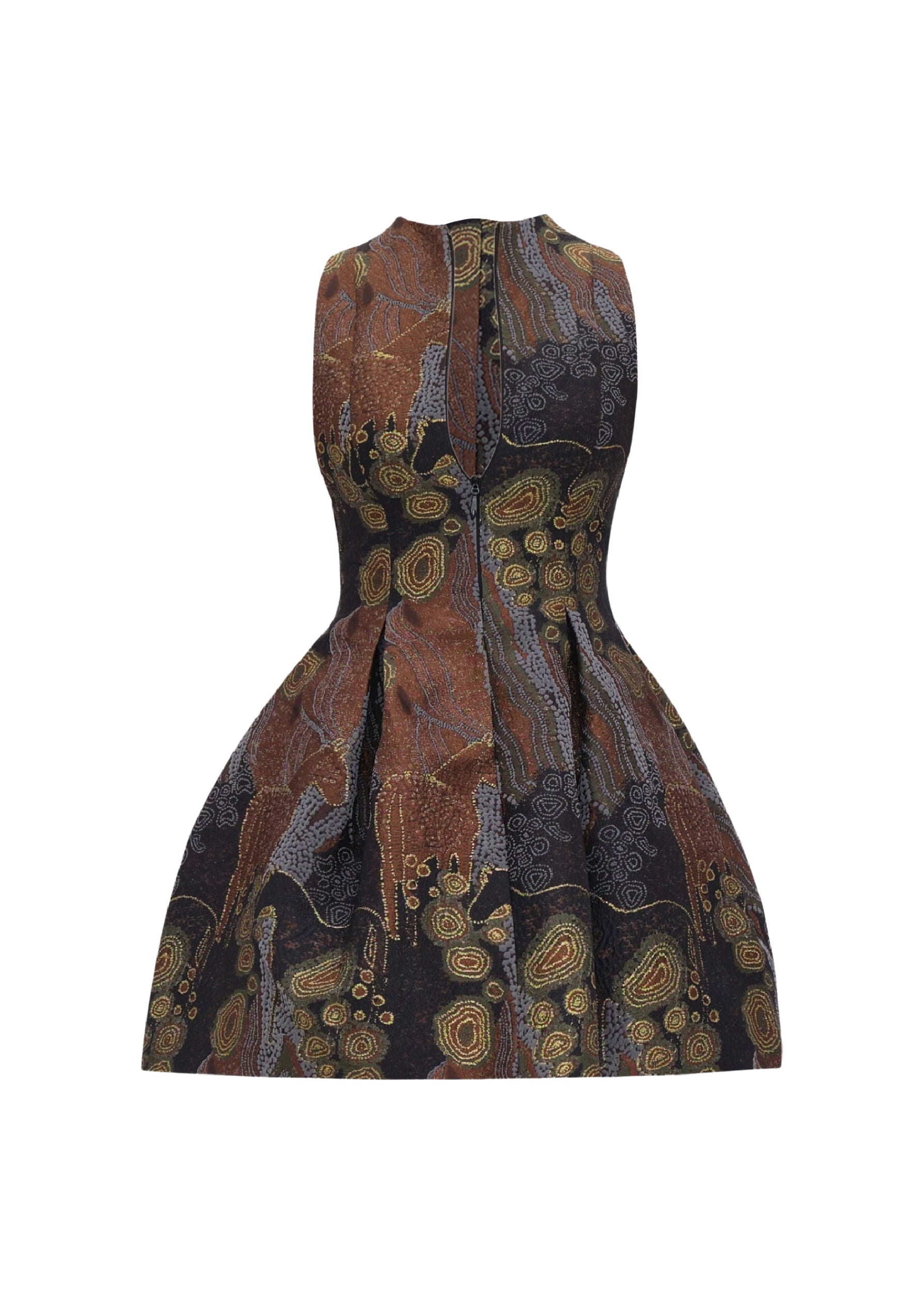 Venti jacquard zipped short dress - Kava Print