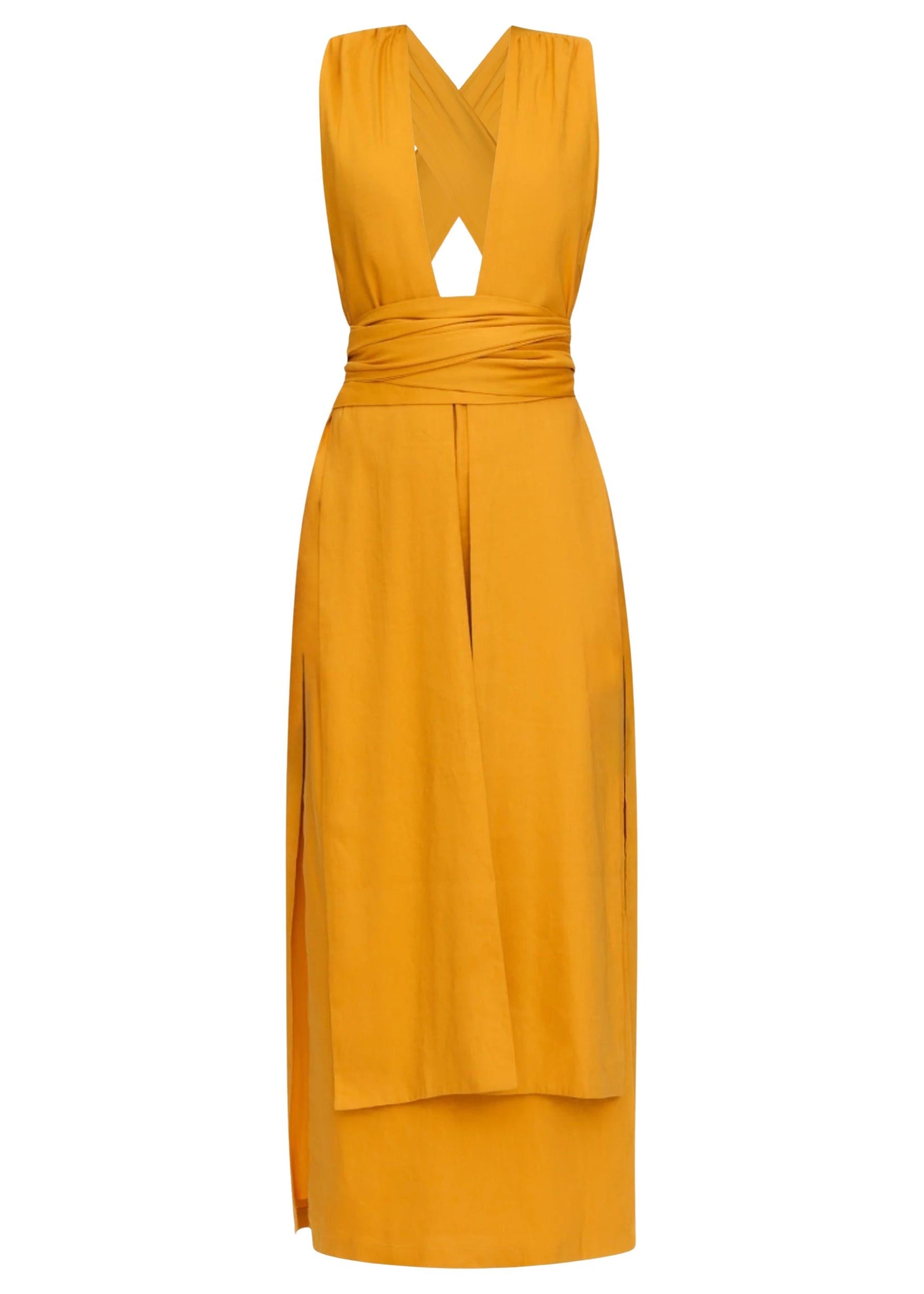 Zado slim-fit linen blend maxi dress - Gold