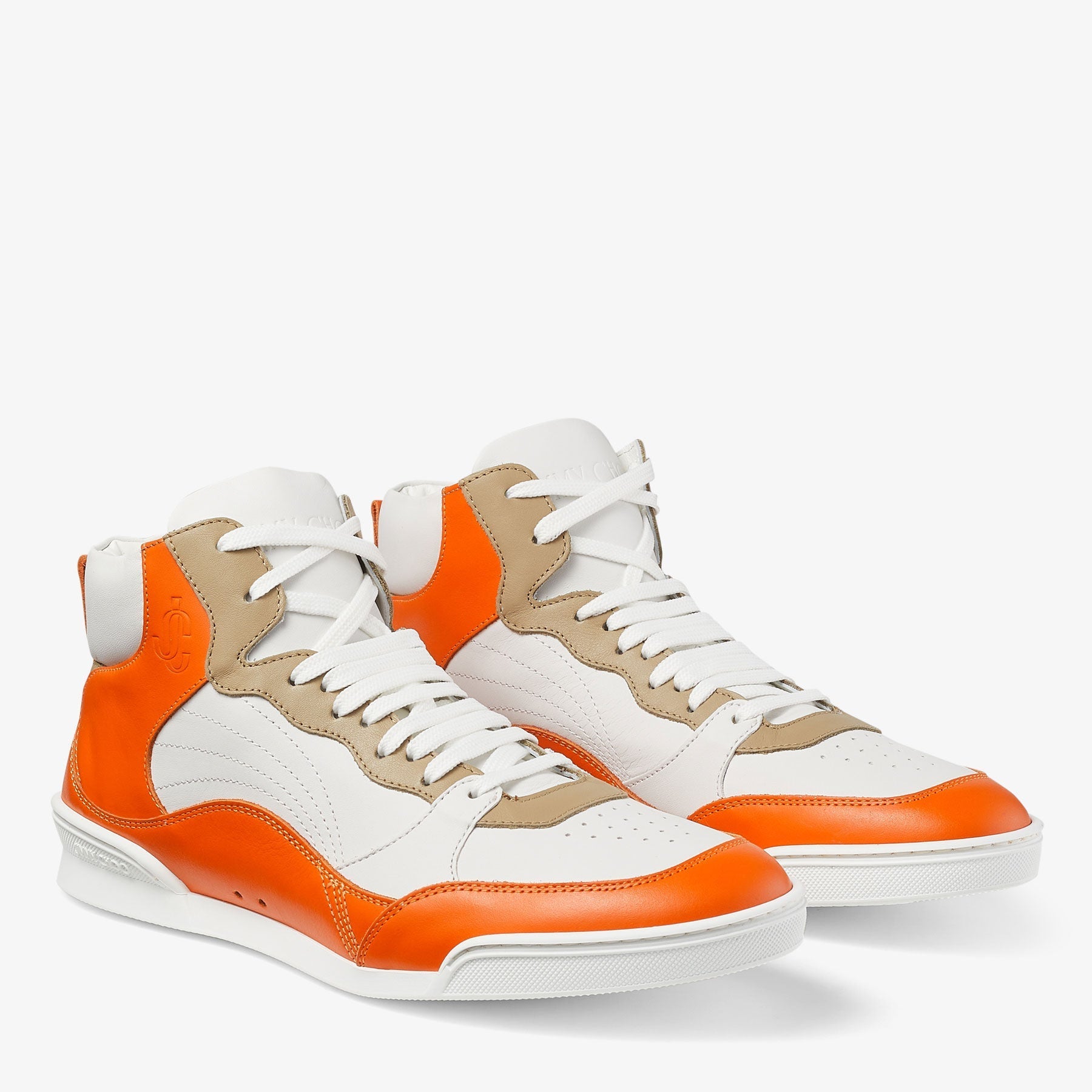 Sneakers Rob en cuir - White, Amber Orange & Taupe