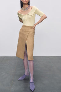 Jupe crayon en tweed - Brun