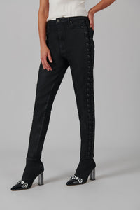 Jeans skinny Rock à laçets - Black