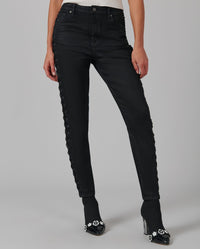 Jean skinny Rock à laçets en coton - Noir