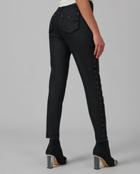 Jean skinny Rock à laçets en coton - Noir