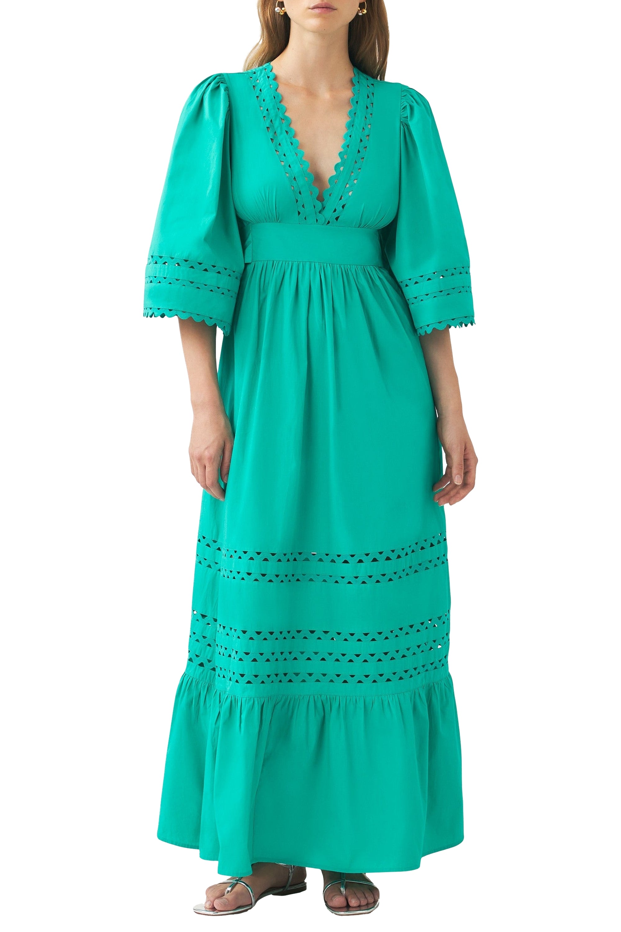 Robe longue ajourée Rodo - Aqua