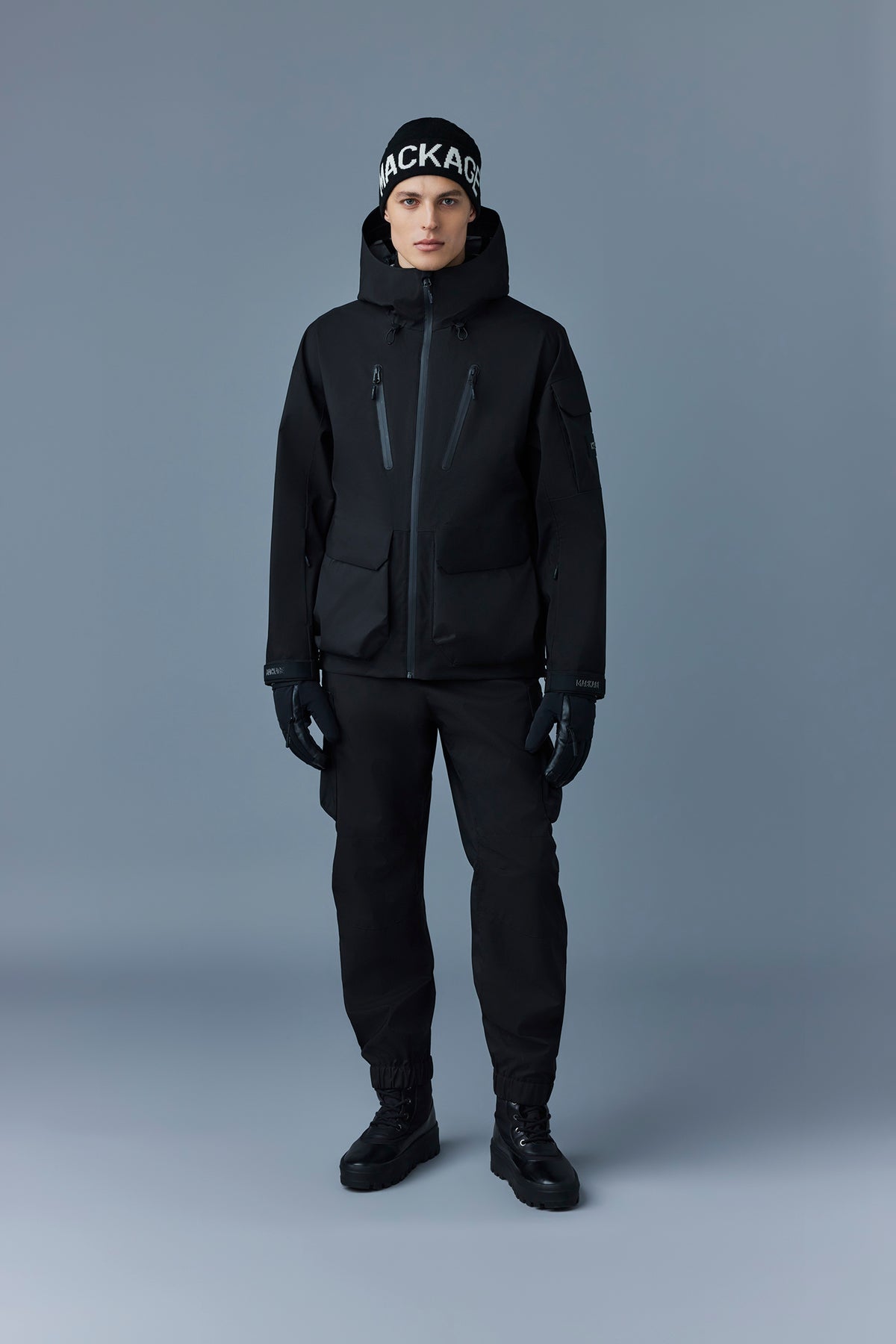 Black Men's Hooded Rainwear/ Rainproof Jacket