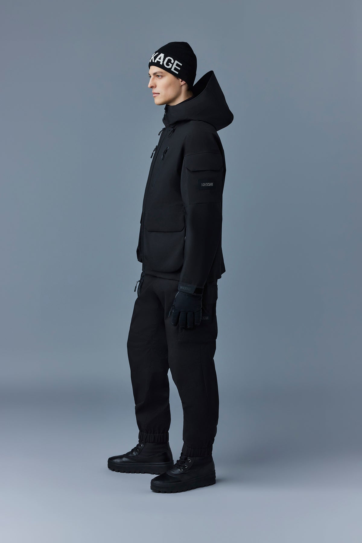 Black Men's Hooded Rainwear/ Rainproof Jacket