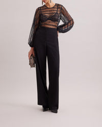 Blouse Romantic à manches ballon en dentelle - Black