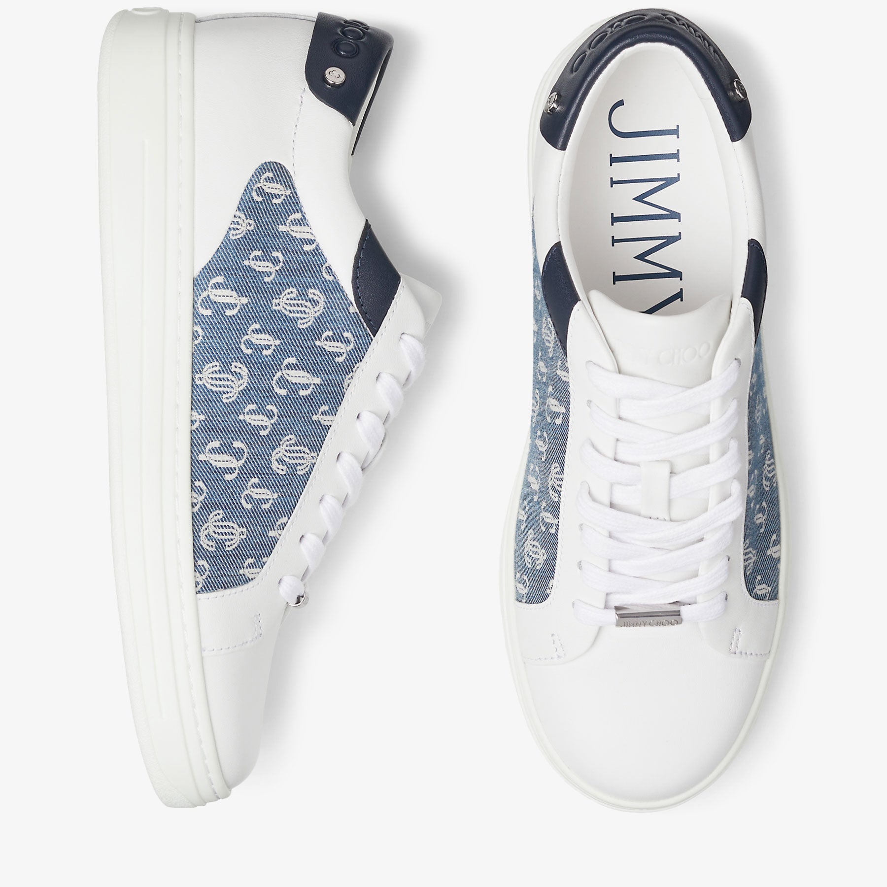 Sneakers Rome basses JC en cuir - Denim, Navy & White