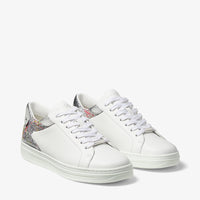 Sneakers Rome basses à tissu pailleté en cuir - White & Multi