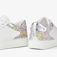 Sneakers Rome basses à tissu pailleté en cuir - White & Multi