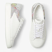 Sneakers Rome basses à tissu pailleté en cuir - White & Multi