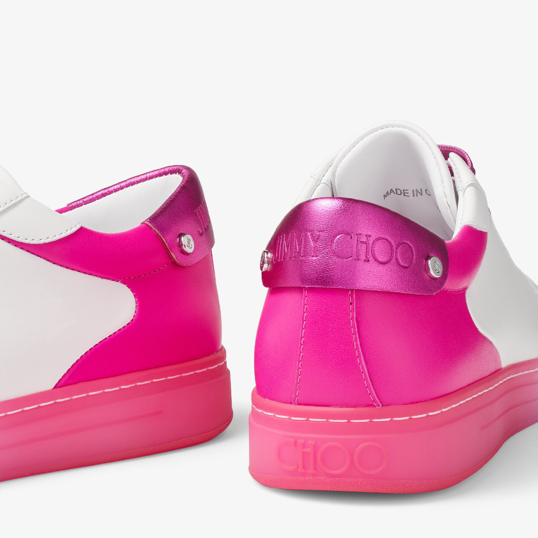 Sneakers Rome basses en cuir - White & Fuchsia