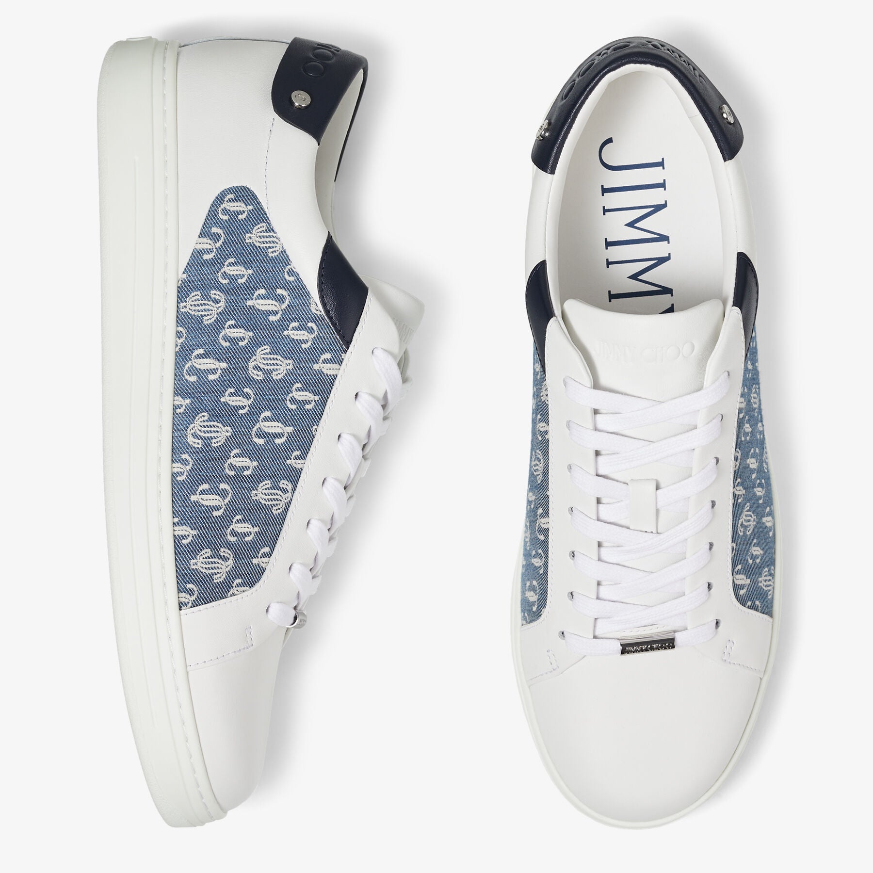 Rome JC low leather trainers - Denim, Navy & White