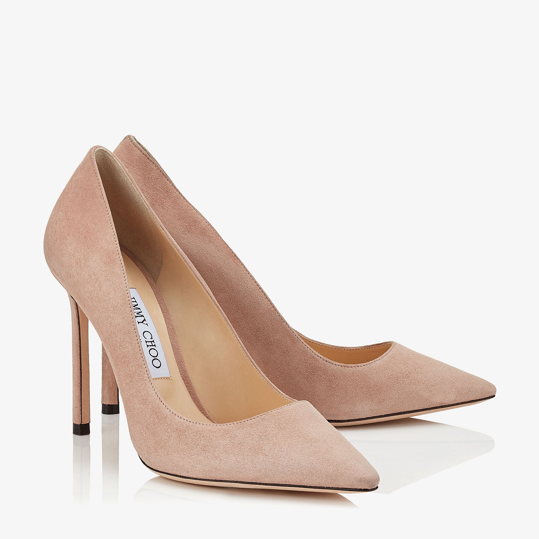 Romy 100 pointy suede pumps - Ballet Pink