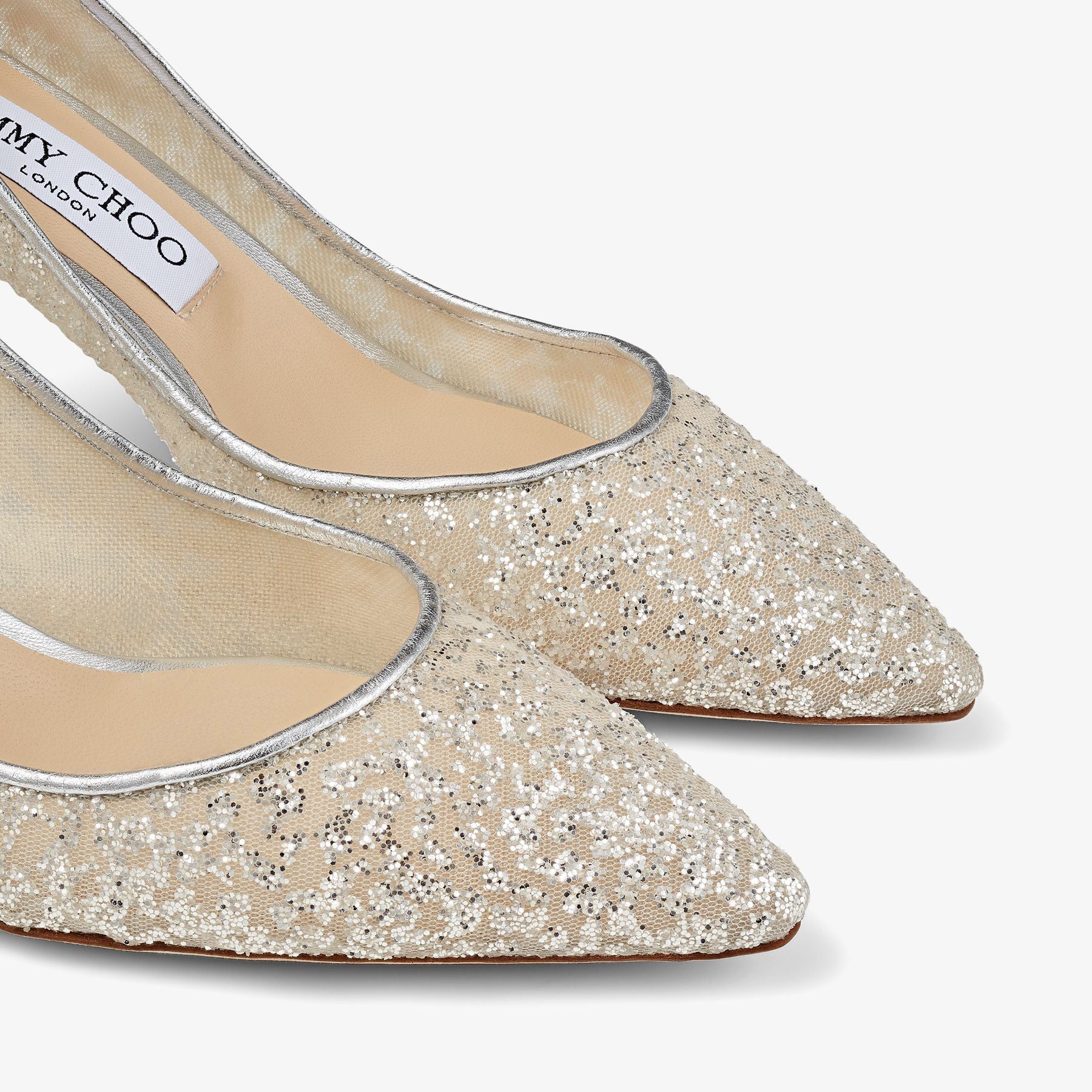 Romy 60 pumps in metallic leather and tulle - Silver & Pink