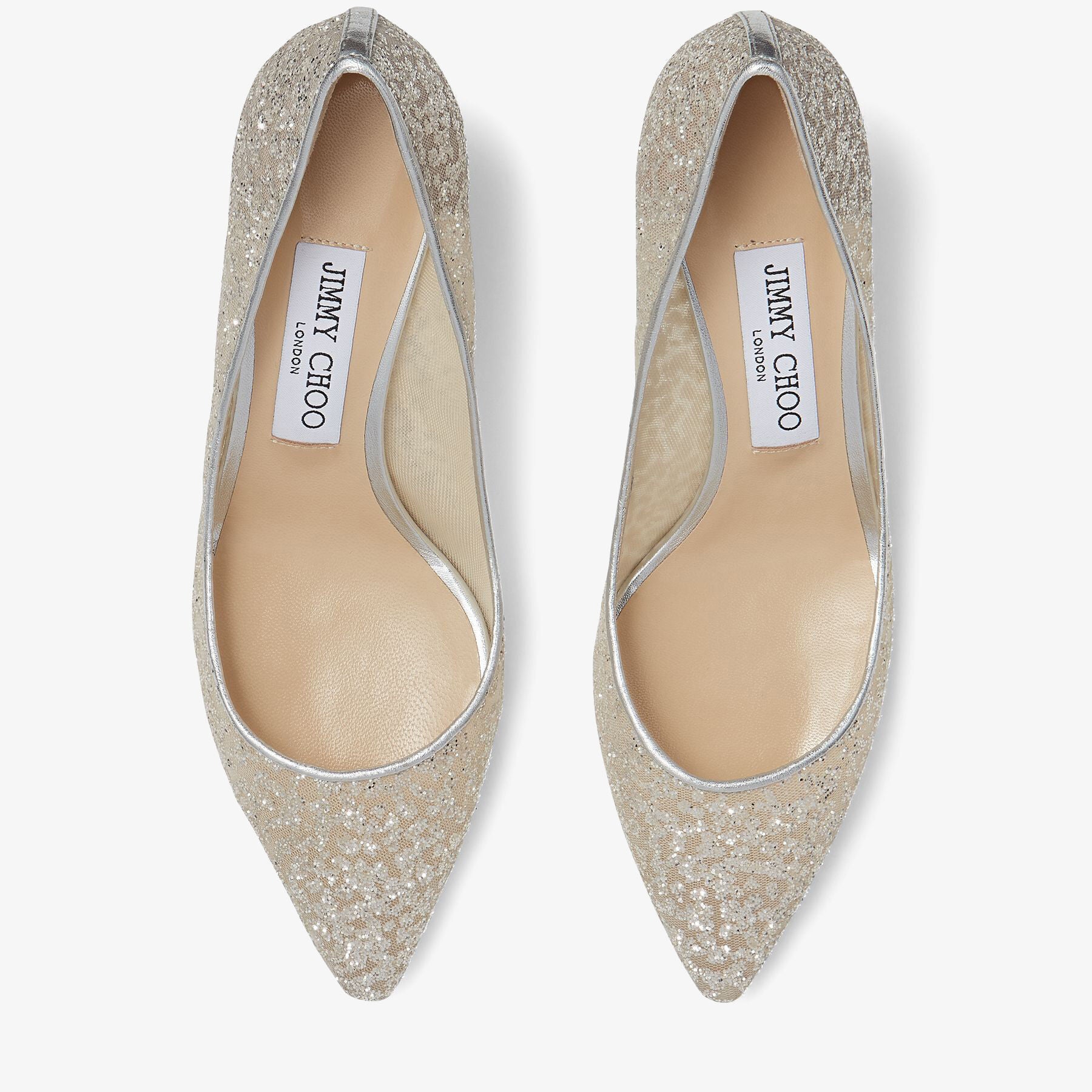 Romy 60 pumps in metallic leather and tulle - Silver & Pink