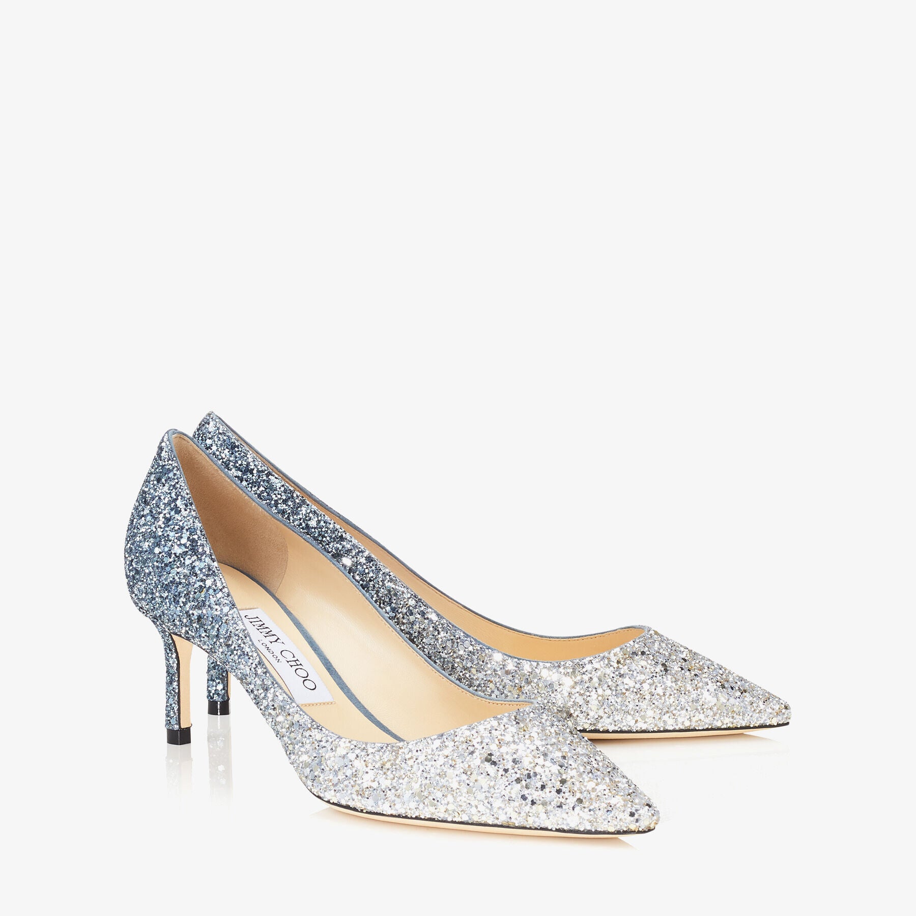 Escarpins Romy pointus 60 à paillettes dégradées - Silver & Dusk Blue