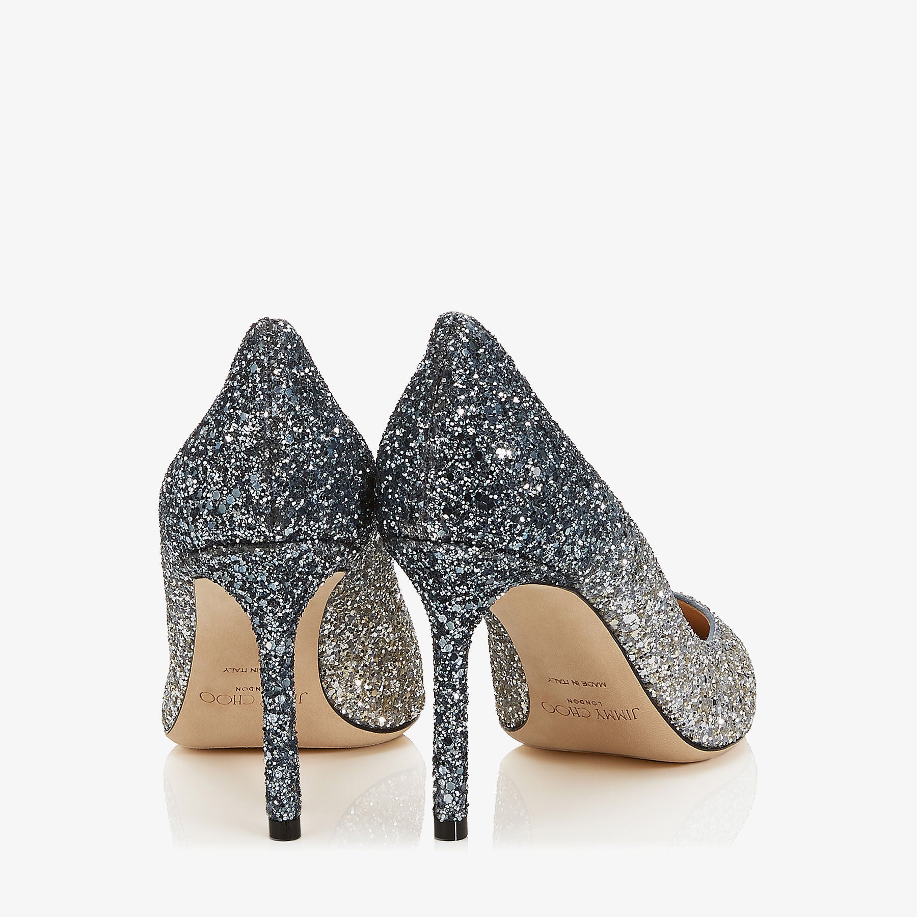 Escarpins Romy 85 à dégradé paillettes - Silver & Dusk Blue