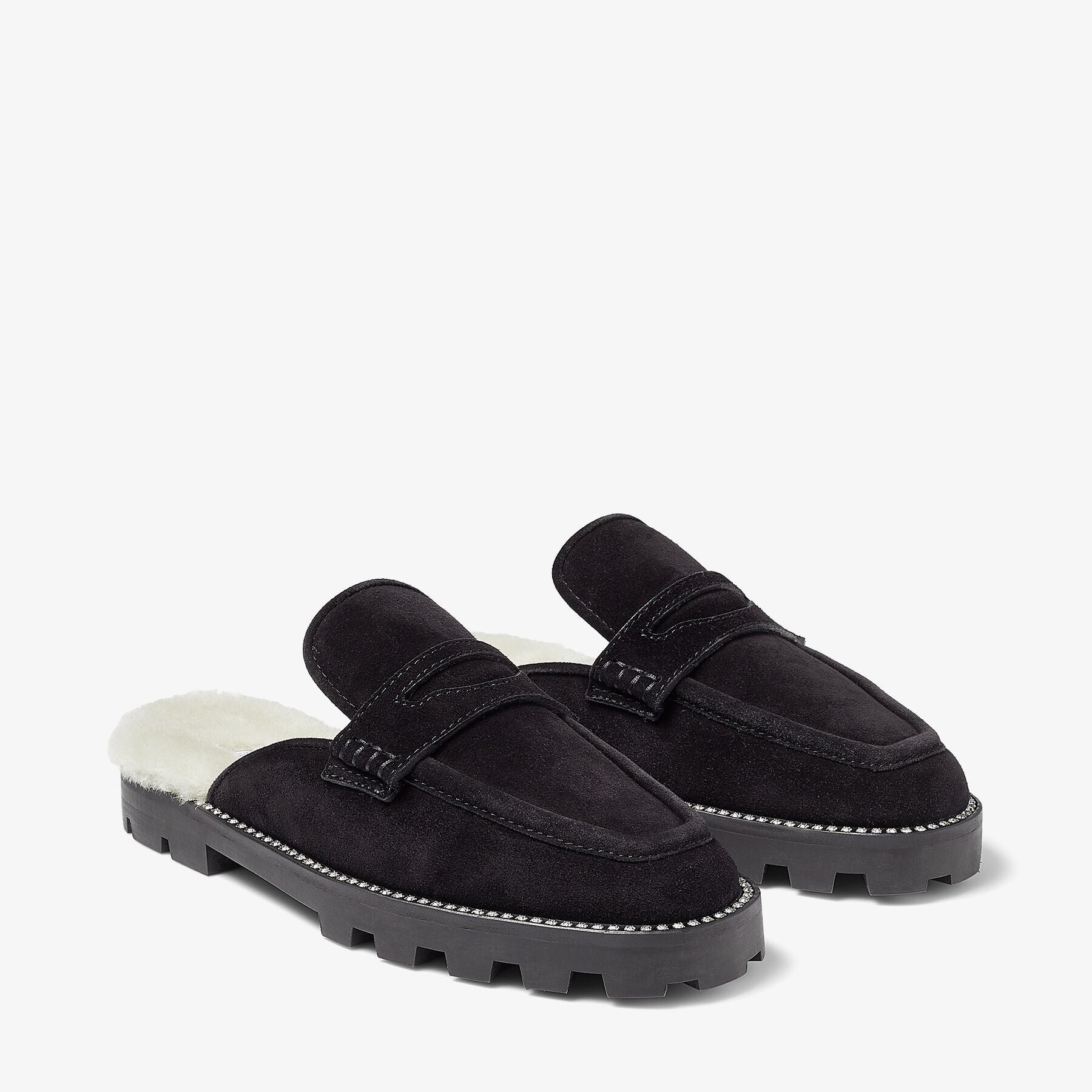 Mocassins mules plates Ronnie en cuir - Black & Natural