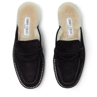 Mocassins mules plates Ronnie en cuir - Black & Natural