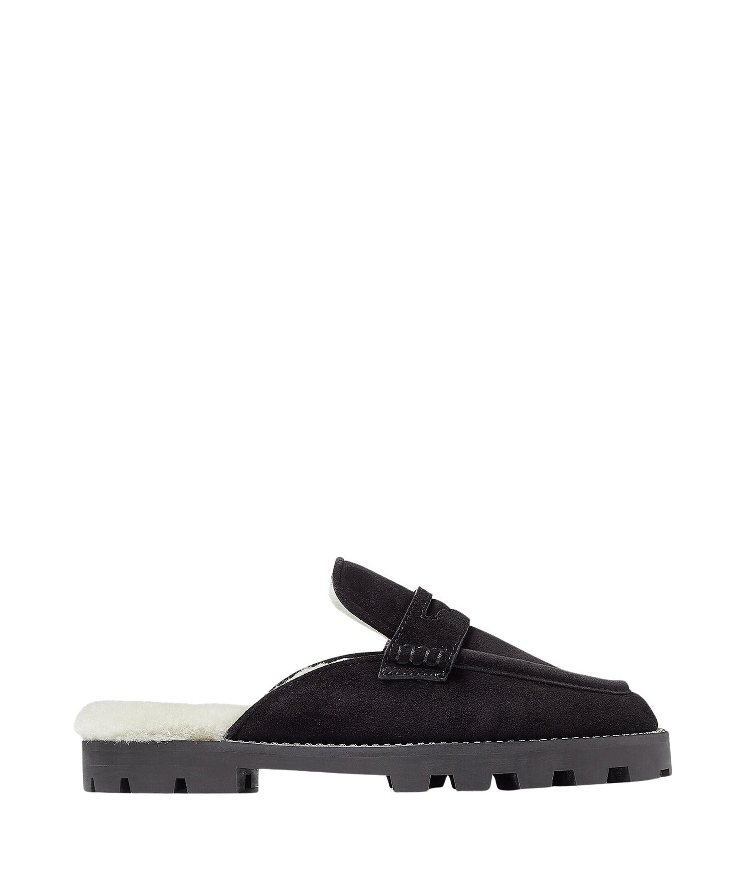 Mocassins mules plates Ronnie en cuir - Black & Natural
